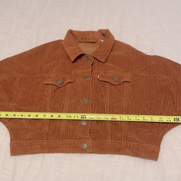 Levi's Cropped Corduroy Trucker Jacket Small Rust Burnt Orange - Picture 14 of 14